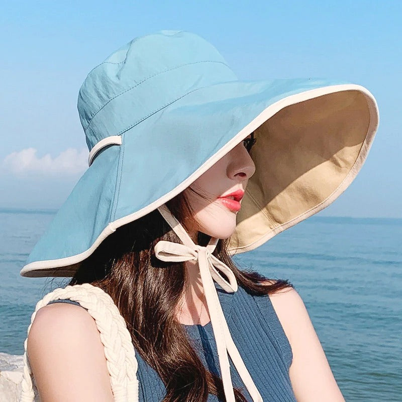 Wide Brim UPF 50+ Sun Hat Women Anti-UV Protection Hiking Fisherman Cap Fold Summer Solid Beach Bucekt Hat