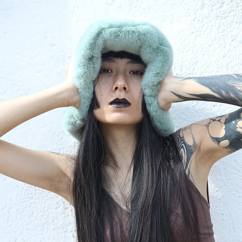 Oversized Plush Fluffy Bucket Hat Women Female Fashion Faux Fur Autumn Winter Hat Large Warm Clouds Fisherman Cap luxury hat