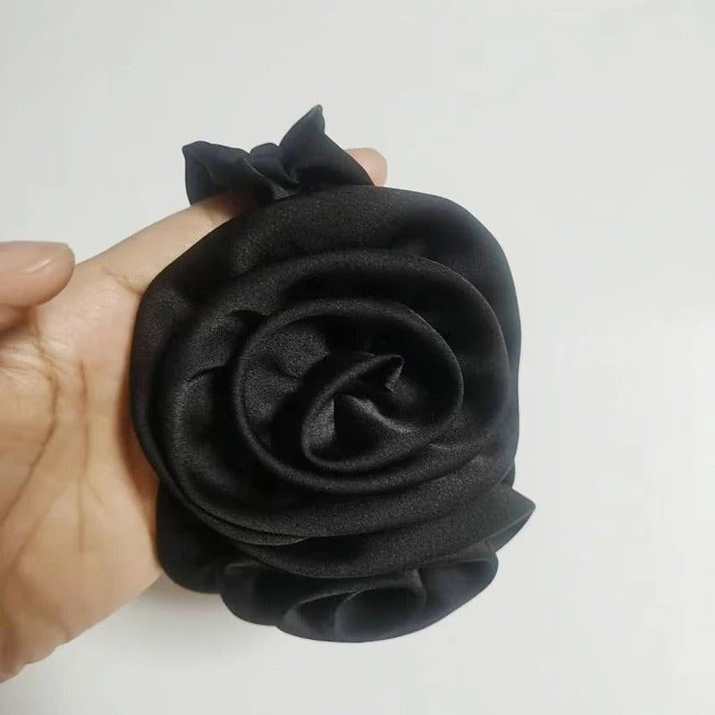 Satin Scrunchies Women 2 Rose Hair Bands Elastic Rubber Bands Back Ponytail Cute Summer Headwear Women's Hair Accessories