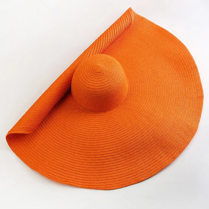 Lady Summer Wide Brim Straw Hat Oversized 70cm Foldable Beach Sun Hats Large Uv Protection Sun Hat for Women