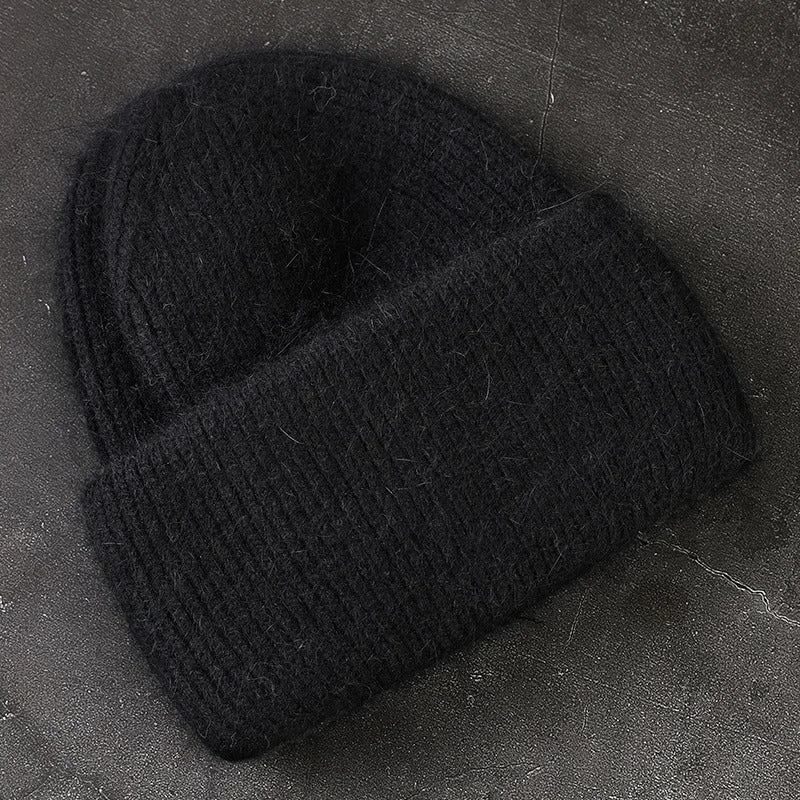 Warm Angola Rabbit Fur Winter Knitted Beanies Women Cap Female Ski Outdoor Warm Cashmere Wool Hats