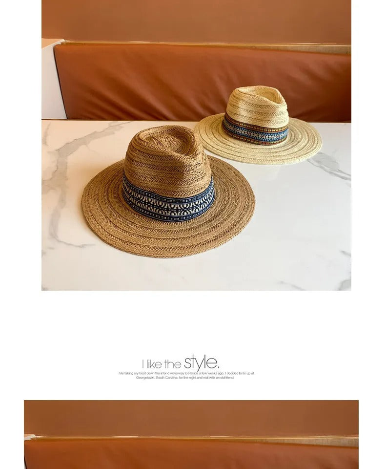 Summer Travel Paper Straw Hat Momen's Sun Protection Sunshade Flat Brim Jazz Hats Men Versatile Casual Outdoor Sun Hats Men