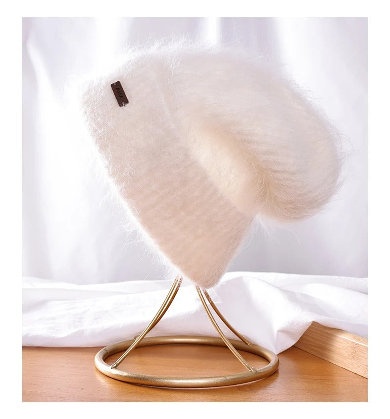 New High Quality Alpaca Wool Beanies for Women  Warm Soft  Cute Plush Winter Hat White Thickened  Protection Knit Hat