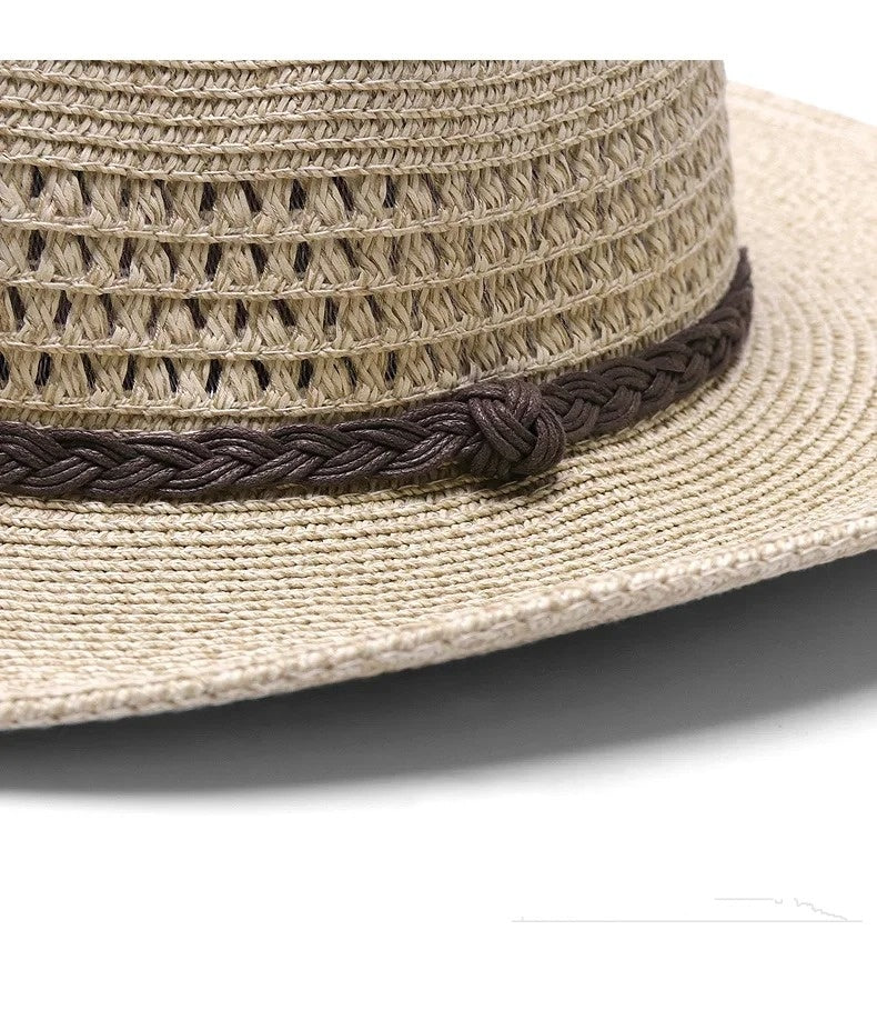 Men Big Head Straw Hat Dad Summer Large Size Sun Cap Male Wide Brim Fedora 58cm 60cm 62cm