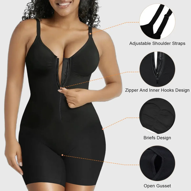 Women’s YIANNA Fajas Colombianas shapewear Tummy Control Butt Lifter Shaper with Zipper Crotch detachable shoulder strap