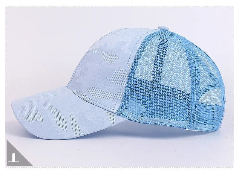 Women's Ponytail Baseball Caps Spring Summer Cotton Mesh Sun Hat Running Snapback Hat Female Adjustable Girl Outdoor Visor Hats