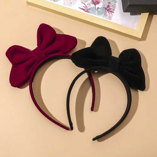 Velvet Big Bow Hair Bands for Girls Snow White Headbands for Kids Cute Bezel Female Hoops Head Wear Hair Accessories for Women