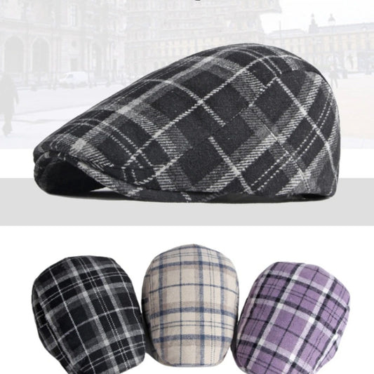 Berets Autumn Winter Caps for Men Women Plaid Artist Painter Wool Beret Hat Male Female Cap Adjustable Beret Cap
