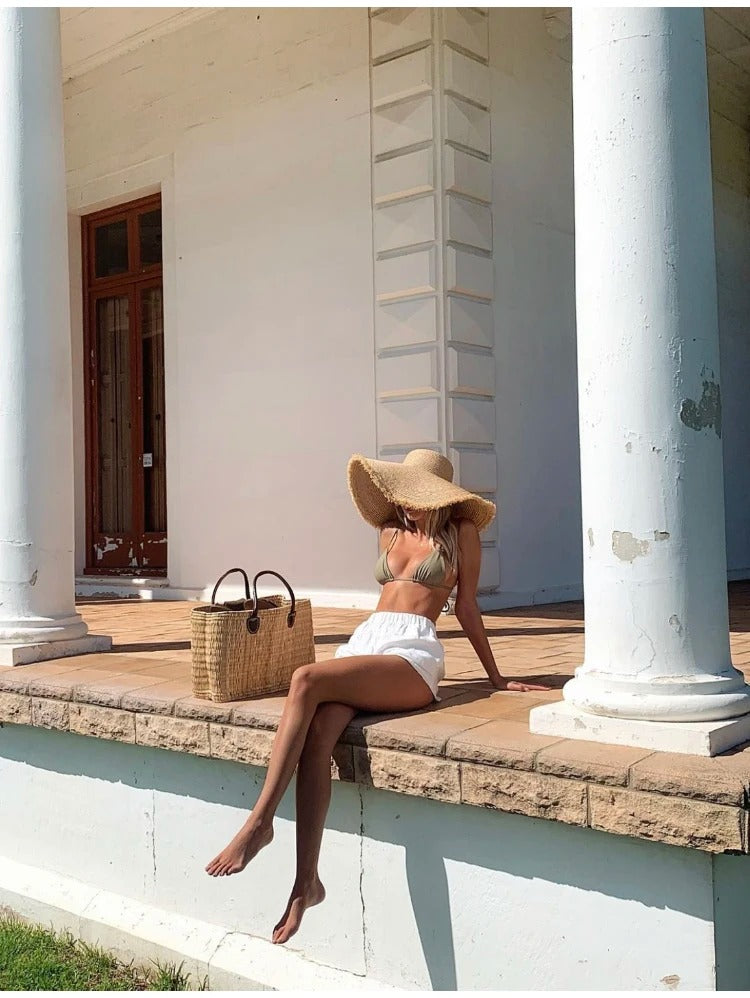 Bohemian Raw-edge Raffia Hat Summer Holidays Beach UPF Sun Hat Sophisticated Trendy UV-filtering Wide-brim Hat