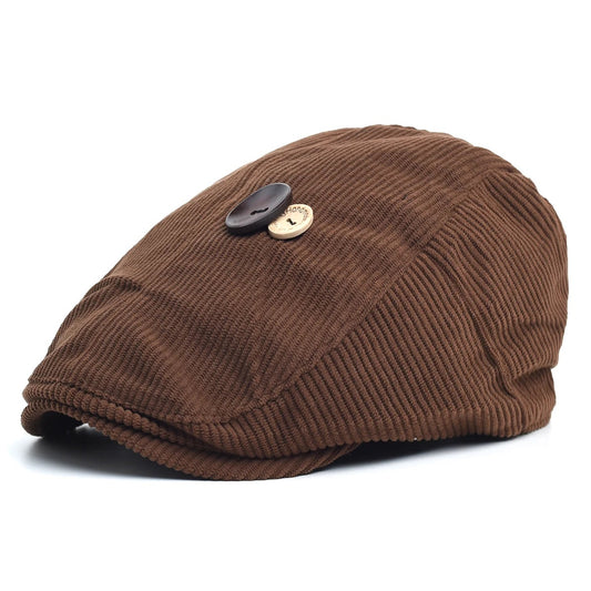 Men Fashion Corduroy Beret Spring Autumn Thick Warm Women's Flat Hat Vintage Casual Newsboy Cap Unisex Fashion Front Back Wear