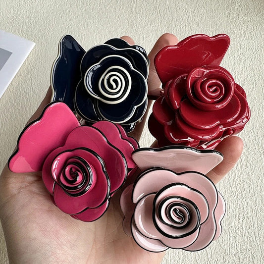 Acetate Rose Flower Clip for Women Hairclip Three-dimensional Feeling High Quality Shark Clip Hair Ornament Hair Accesories