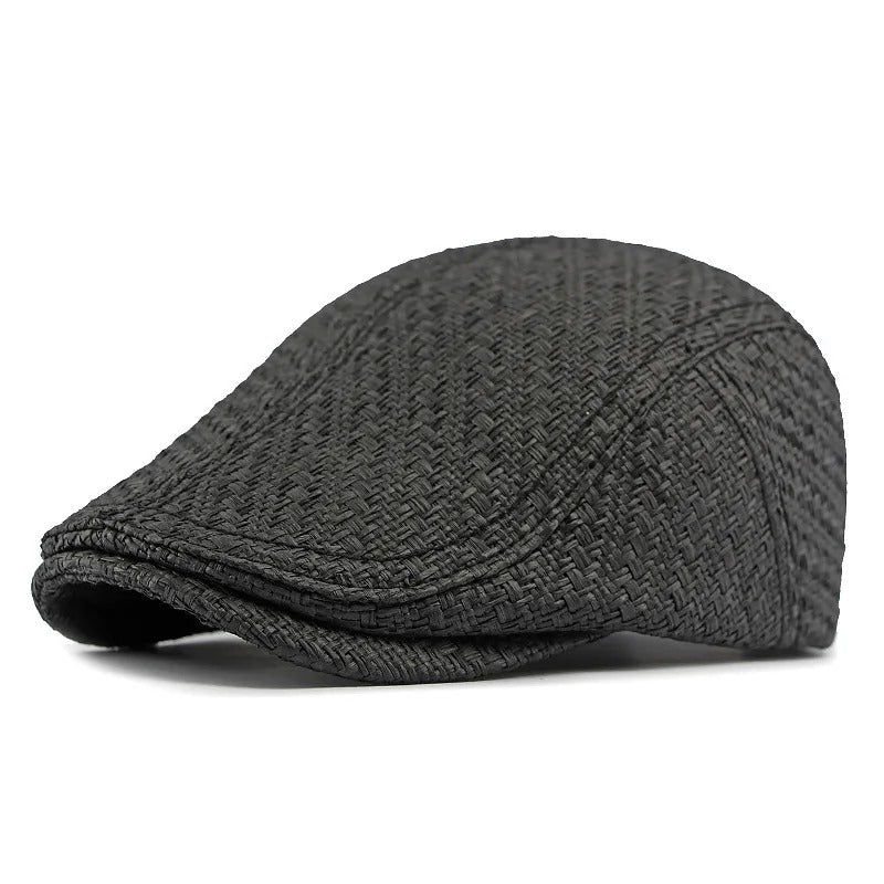 Beret Spring Summer Straw Sun Cap Hat Men Women Breathable Flat Beret Cap Male Female Adjustable Artist Painter Beret Hat