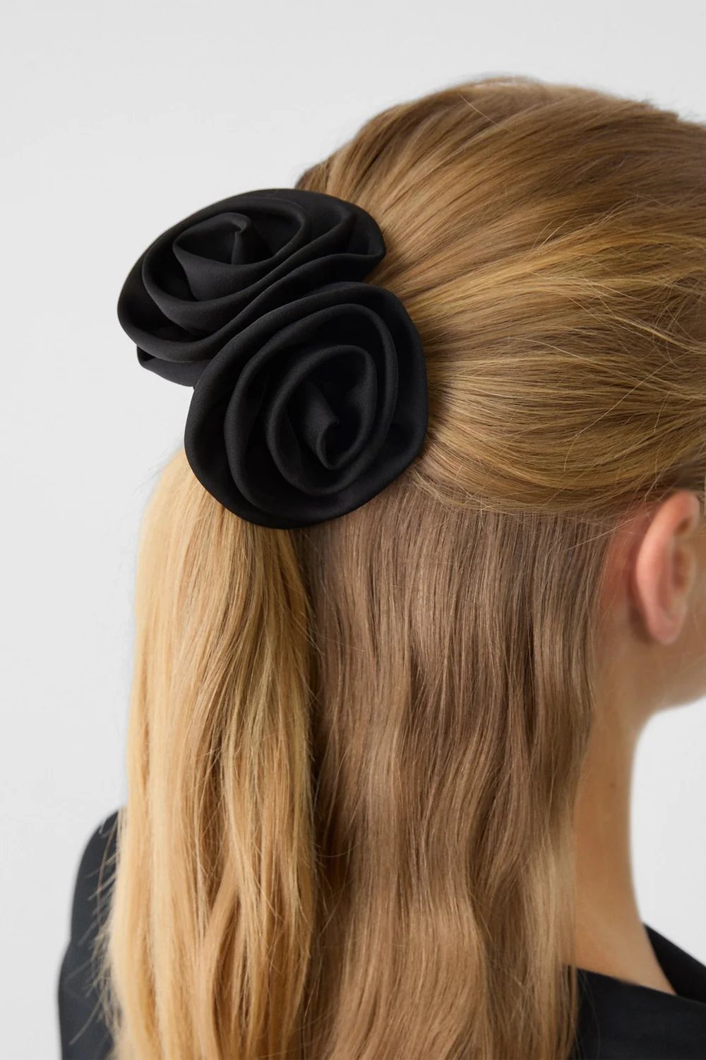 Satin Scrunchies Women 2 Rose Hair Bands Elastic Rubber Bands Back Ponytail Cute Summer Headwear Women's Hair Accessories