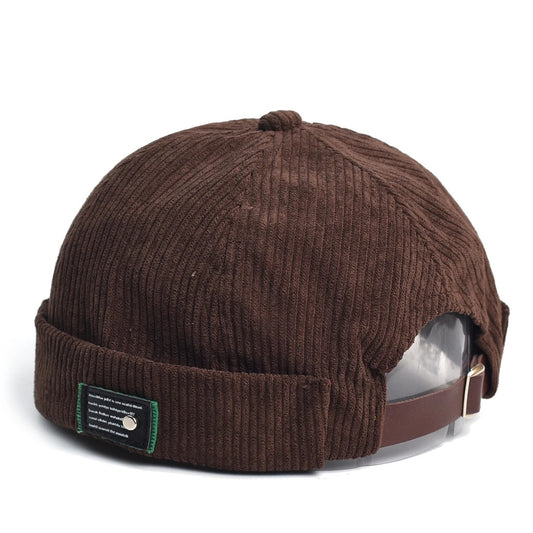 Retro Beanie Hat Unisex Solid Cap Streetwear Hip Hop Brimless Hats Vintage Corduroy Docker Caps For Men Adjustable Dome Hats