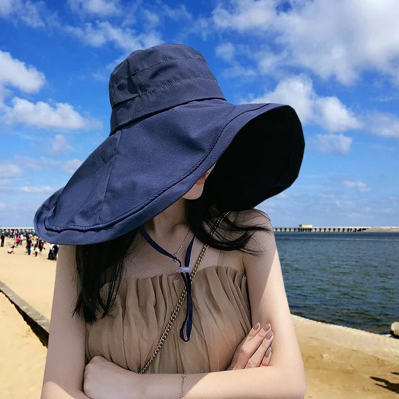 Wide Brim UPF 50+ Sun Hat Women Anti-UV Protection Hiking Fisherman Cap Fold Summer Solid Beach Bucekt Hat