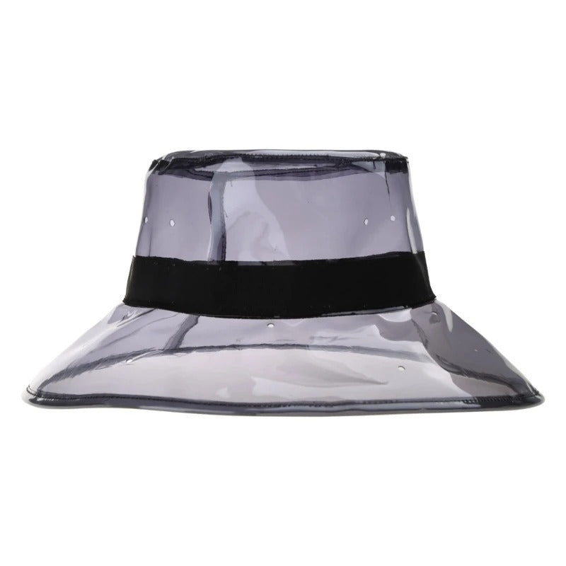 Women Men Summer PVC Transparent Bucket Hat Bright Jelly Solid Color Wide Brim Breathable Waterproof Fisherman Rain Hat