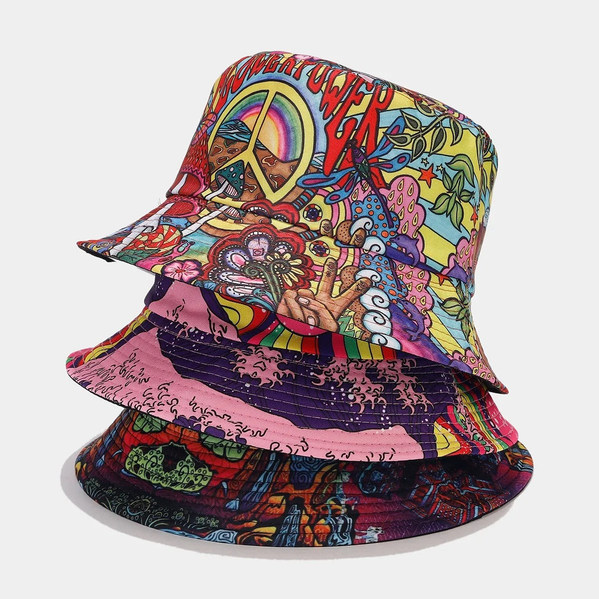 Summer Sun Protection Bucket Hat for Men Women Panama Cap Print Hip Hop Gorros Fishing Fisherman Hat Double Side Wear Fashion