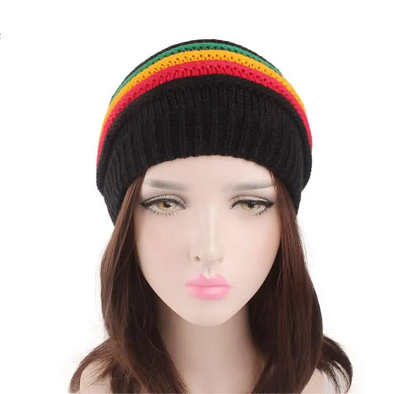 Colorful Striped Kinted Hat Keep Warm Unisex Knitted Pullover Cap