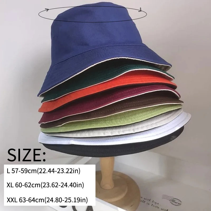 Big Size XXL 63cm 100% Cotton Bucket Hat Men Women Big Head Reversible Fisherman Hat Men Large Size Large Tide Hip Hop Sun Hat