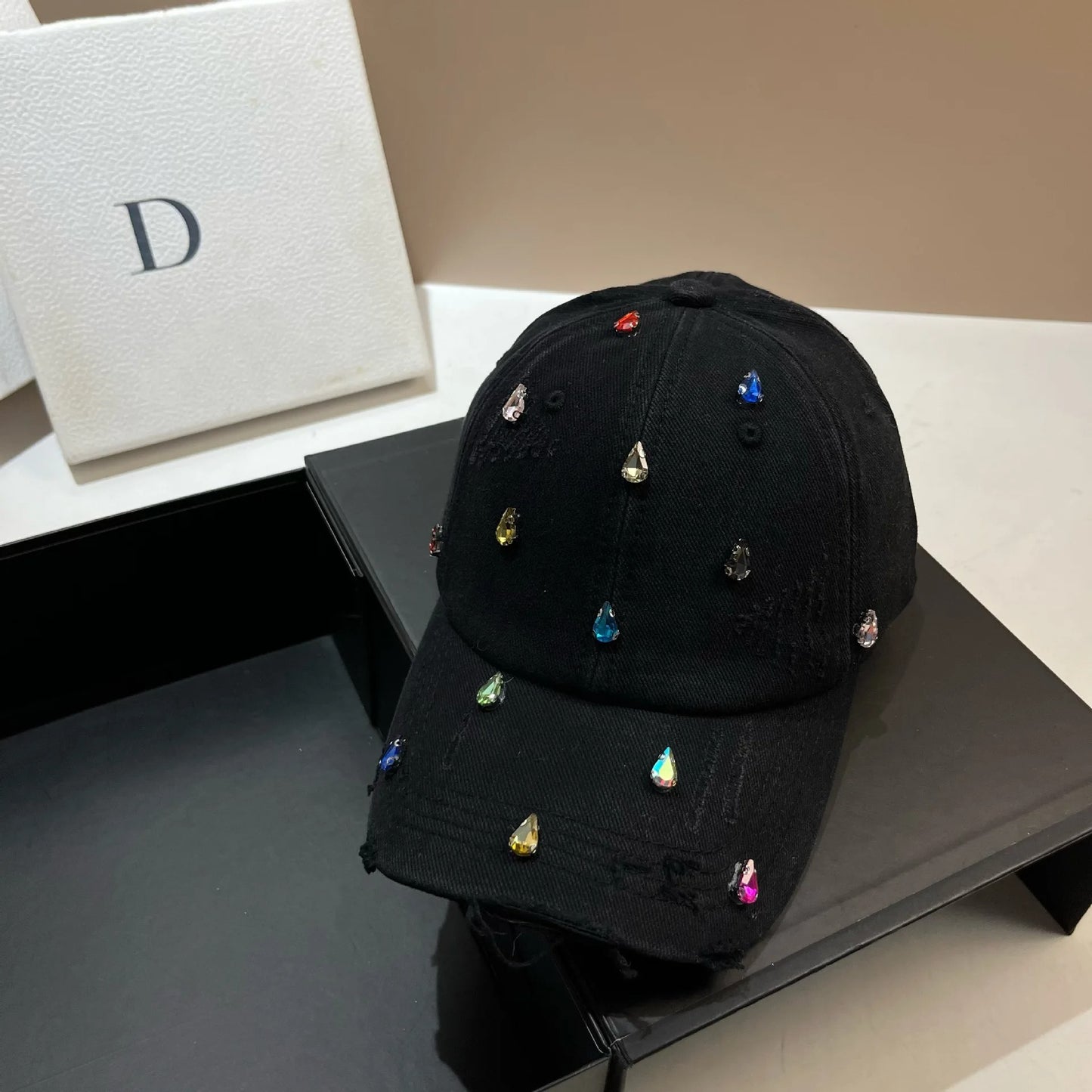 Luxury Water Diamond Baseball Cap Design Sun Hat American Youth Personalized Water Washed Punched Baseball Hat Trend