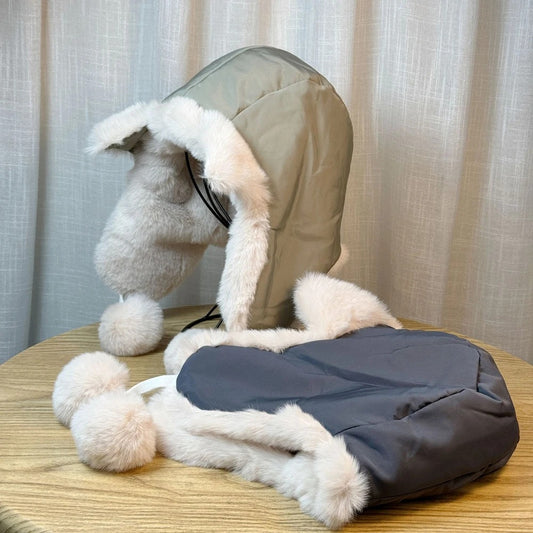 New Cute Fox Cat Ear Plush Ear Protection Hat For Women In Autumn And Winter Plus Velvet And Thickened Ski Warm Hat