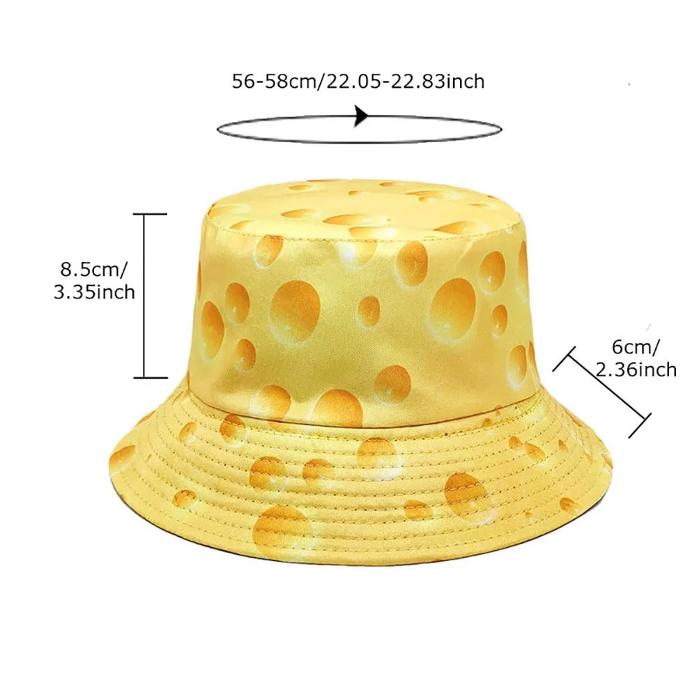 Cheese Printing Bucket Hat Yellow Pattern Fisherman Hats Double Sides Reversible Panama Cap Unisex Outdoor Sun Hot Selling