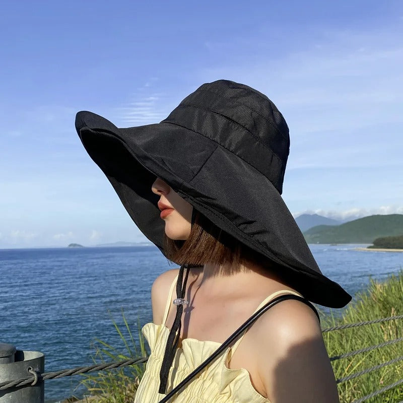 Wide Brim UPF 50+ Sun Hat Women Anti-UV Protection Hiking Fisherman Cap Fold Summer Solid Beach Bucekt Hat