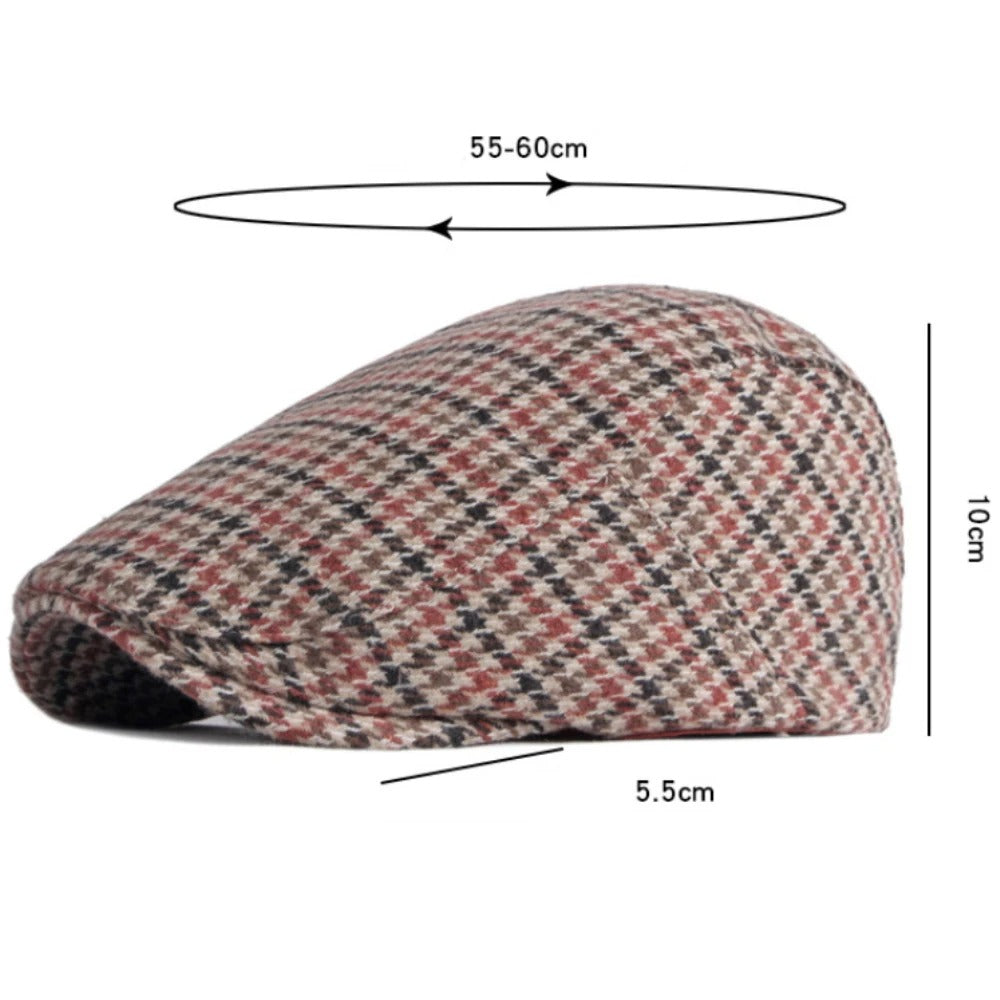 Berets Autumn Winter Hats for Men Women Artist Painter Plaid Wool Beret Hat Male Female Ivy Flat Cap Adjustable Beret Cap
