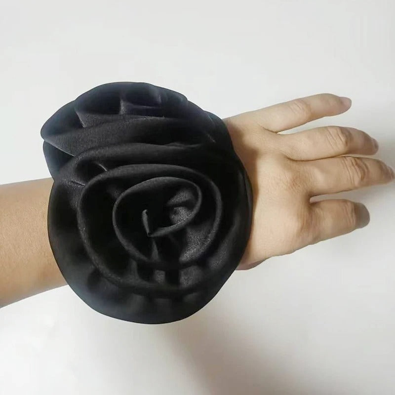 Satin Scrunchies Women 2 Rose Hair Bands Elastic Rubber Bands Back Ponytail Cute Summer Headwear Women's Hair Accessories