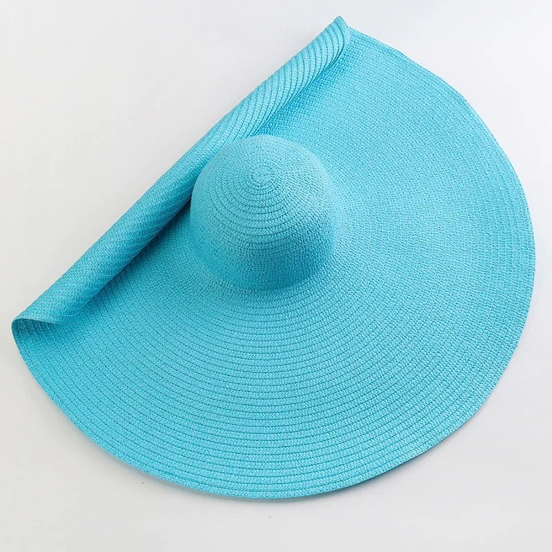 Lady Summer Wide Brim Straw Hat Oversized 70cm Foldable Beach Sun Hats Large Uv Protection Sun Hat for Women