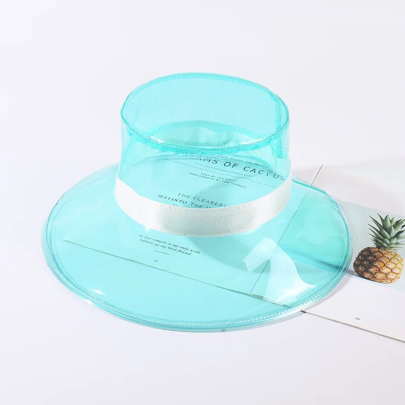 Transparent Women's Buckets PVC Hats Caps Girls Gorras Ladies Beach Sun Visor Waterproof Rain Hat Plastic Wide Brim Caps