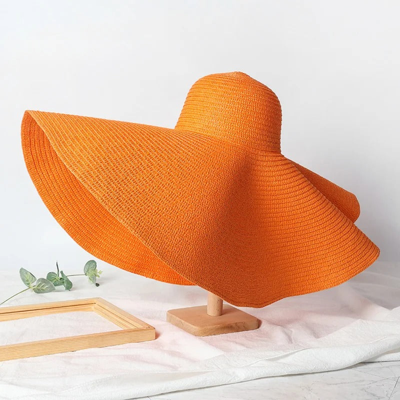 Lady Summer Wide Brim Straw Hat Oversized 70cm Foldable Beach Sun Hats Large Uv Protection Sun Hat for Women