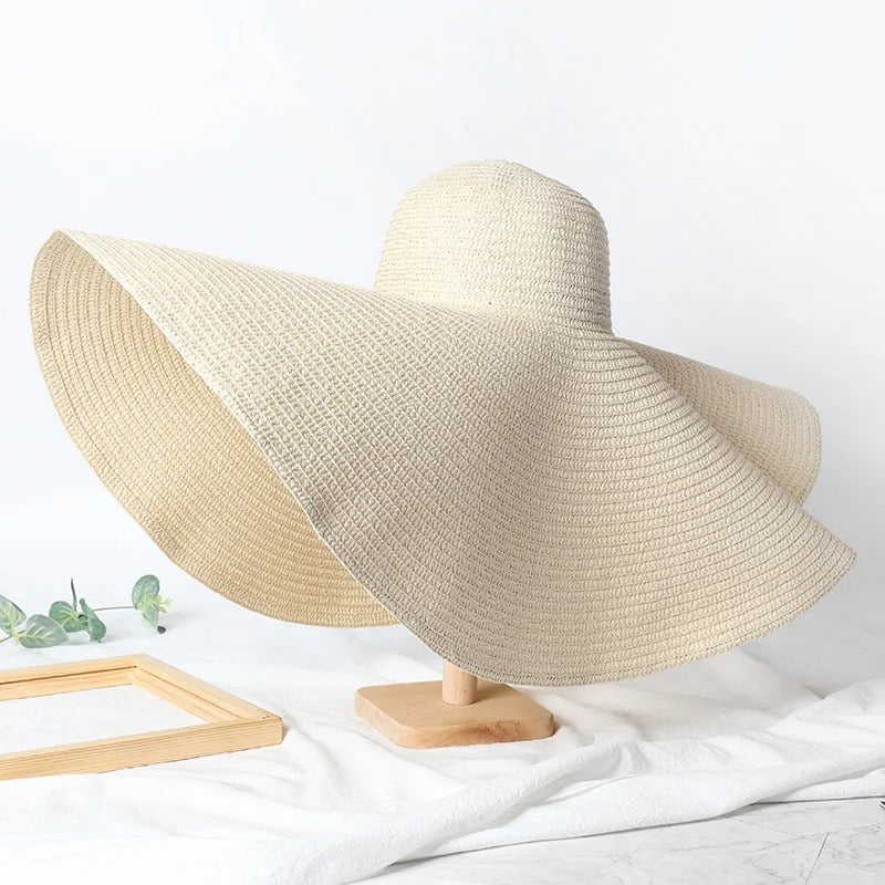 Lady Summer Wide Brim Straw Hat Oversized 70cm Foldable Beach Sun Hats Large Uv Protection Sun Hat for Women