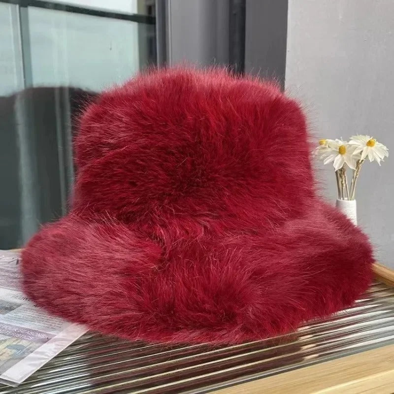 Rabbit Fur Knitted Scarf Hood Women Cashmere Beanies Winter Unisex Warm Skiing Hat Outdoor Ear Protection Bonnet