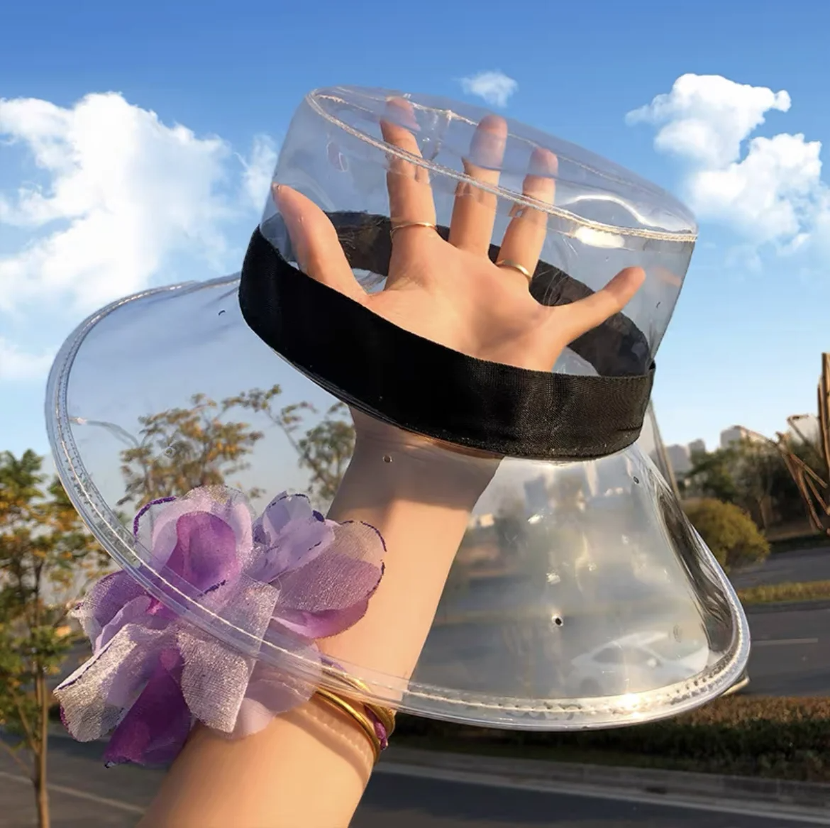 Transparent Women's Buckets PVC Hats Caps Girls Gorras Ladies Beach Sun Visor Waterproof Rain Hat Plastic Wide Brim Caps