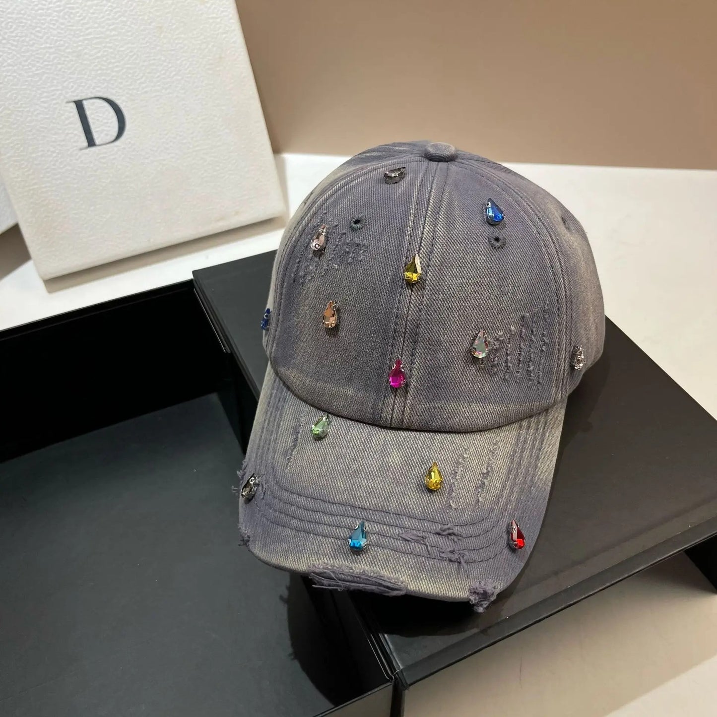 Luxury Water Diamond Baseball Cap Design Sun Hat American Youth Personalized Water Washed Punched Baseball Hat Trend