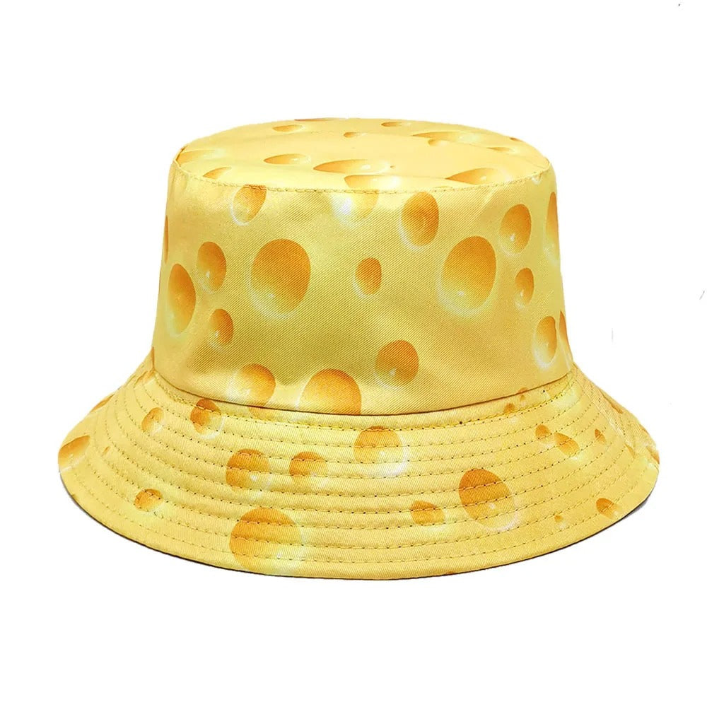 Cheese Printing Bucket Hat Yellow Pattern Fisherman Hats Double Sides Reversible Panama Cap Unisex Outdoor Sun Hot Selling