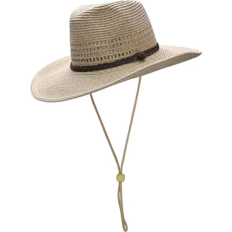 Men Big Head Straw Hat Dad Summer Large Size Sun Cap Male Wide Brim Fedora 58cm 60cm 62cm