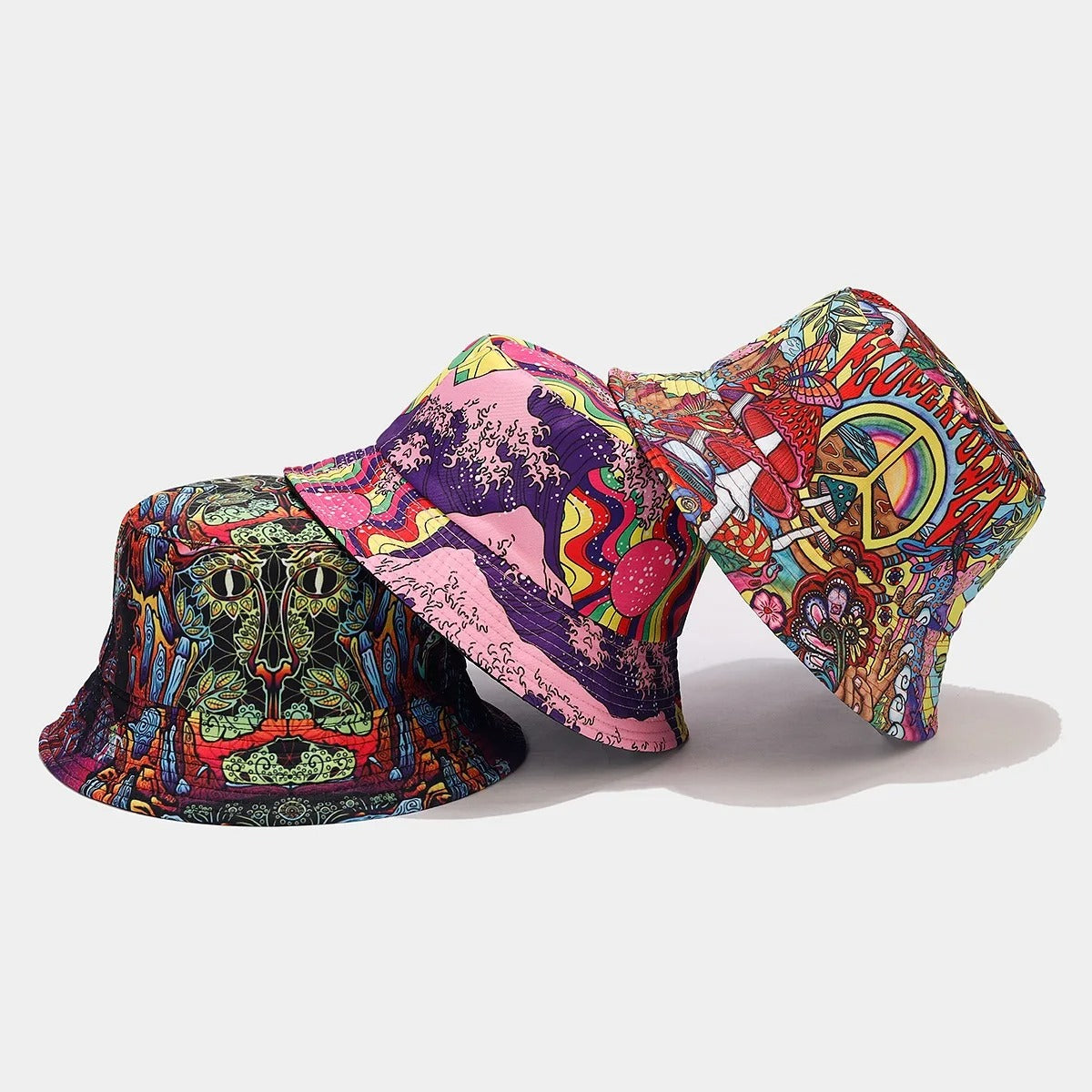 Summer Sun Protection Bucket Hat for Men Women Panama Cap Print Hip Hop Gorros Fishing Fisherman Hat Double Side Wear Fashion