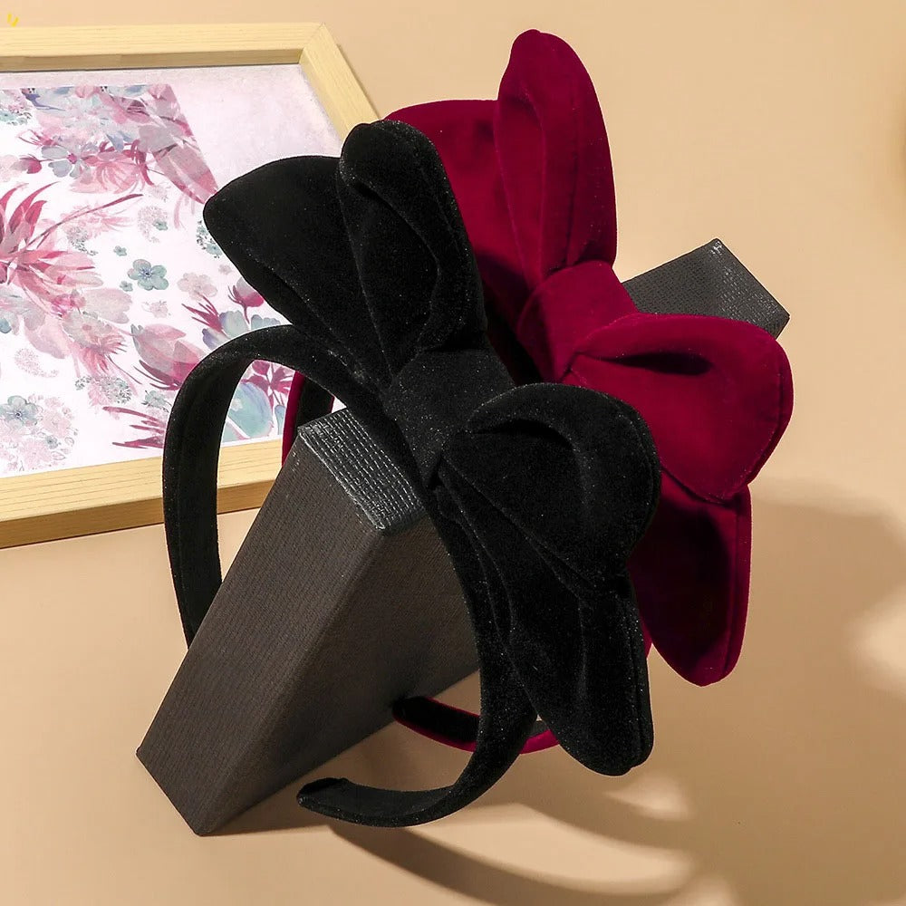 Velvet Big Bow Hair Bands for Girls Snow White Headbands for Kids Cute Bezel Female Hoops Head Wear Hair Accessories for Women