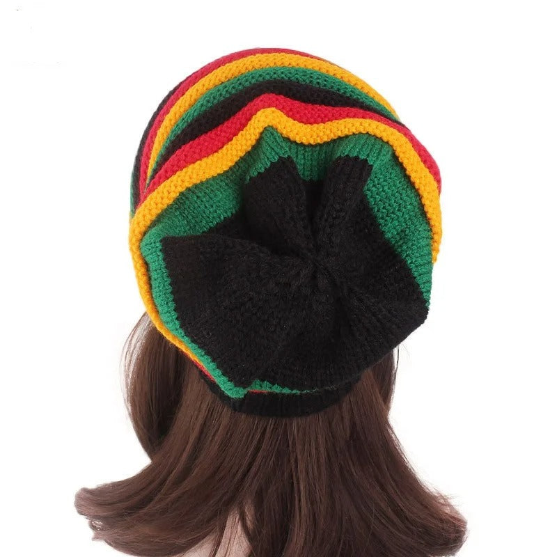 Colorful Striped Kinted Hat Keep Warm Unisex Knitted Pullover Cap