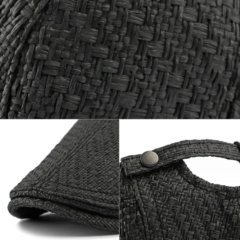 Beret Spring Summer Straw Sun Cap Hat Men Women Breathable Flat Beret Cap Male Female Adjustable Artist Painter Beret Hat