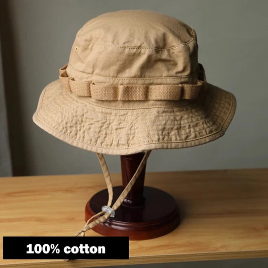Cotton Breathable Bucket Hat Men Summer  Hiking Mountaineering Fisherman Hat Women  Foldable  Safari Style Fishing Hat