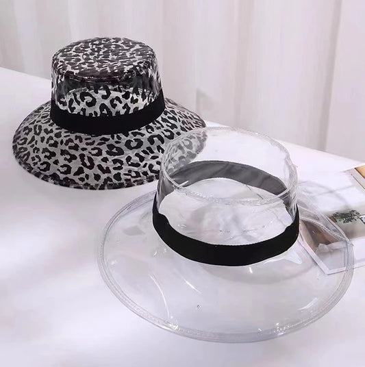 Transparent Women's Buckets PVC Hats Caps Girls Gorras Ladies  Beach Sun Visor Waterproof Rain Hat Plastic Wide Brim Caps