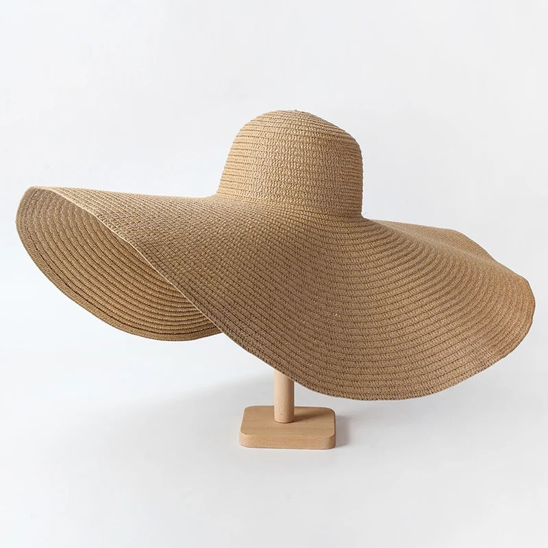 Lady Summer Wide Brim Straw Hat Oversized 70cm Foldable Beach Sun Hats Large Uv Protection Sun Hat for Women