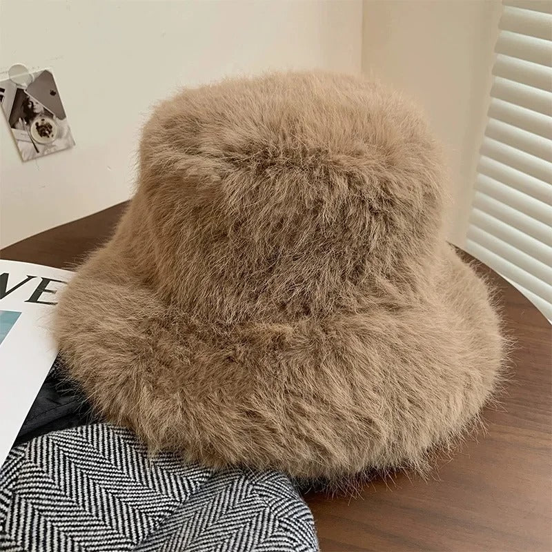 Rabbit Fur Knitted Scarf Hood Women Cashmere Beanies Winter Unisex Warm Skiing Hat Outdoor Ear Protection Bonnet