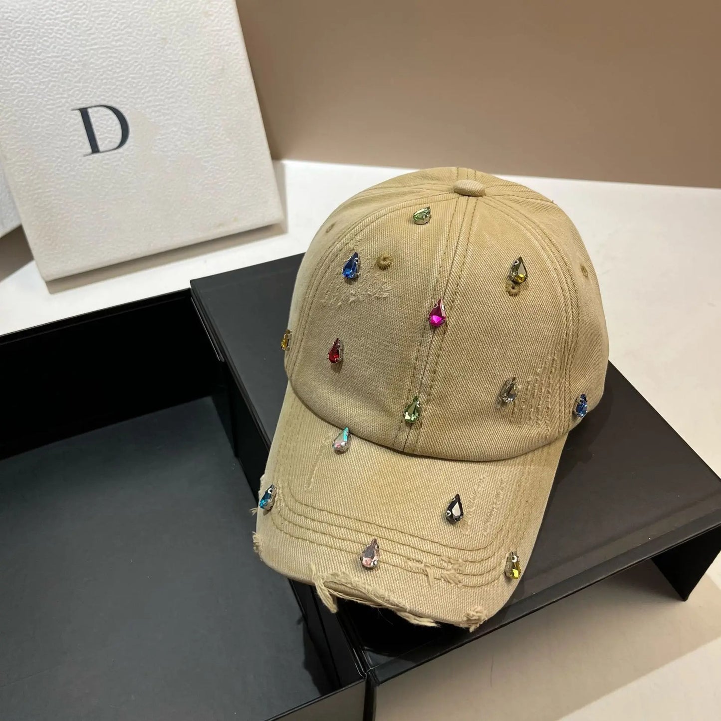 Luxury Water Diamond Baseball Cap Design Sun Hat American Youth Personalized Water Washed Punched Baseball Hat Trend