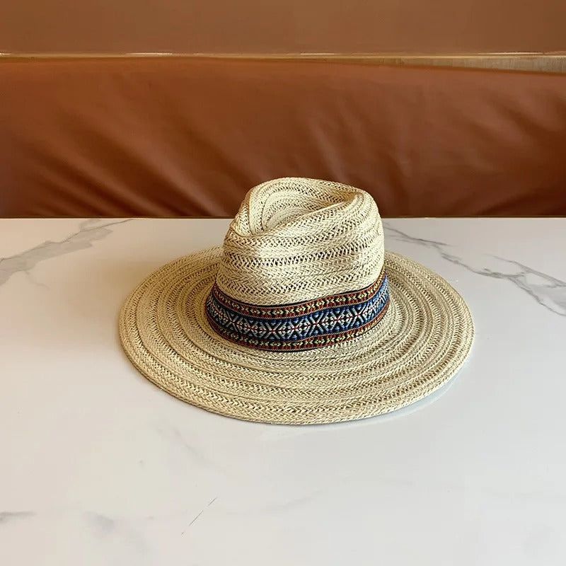 Summer Travel Paper Straw Hat Momen's Sun Protection Sunshade Flat Brim Jazz Hats Men Versatile Casual Outdoor Sun Hats Men
