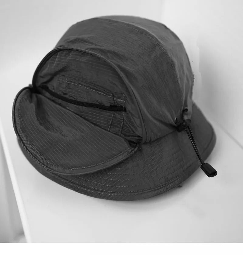 Summer Outdoor Camping Bucket Hat Men Fast-dry Function Waterproof Fishing Hats Thin Zipper Climbing Sun Panama Male's Hat