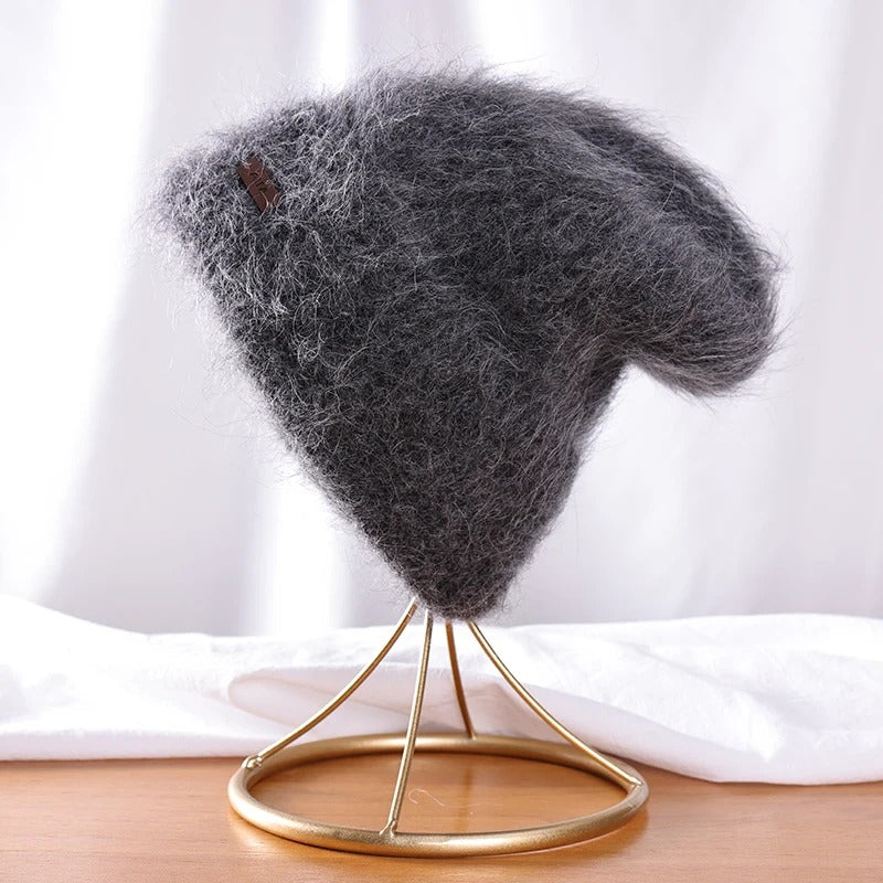 New High Quality Alpaca Wool Beanies for Women Warm Soft Cute Plush Winter Hat White Thickened Protection Knit Hat